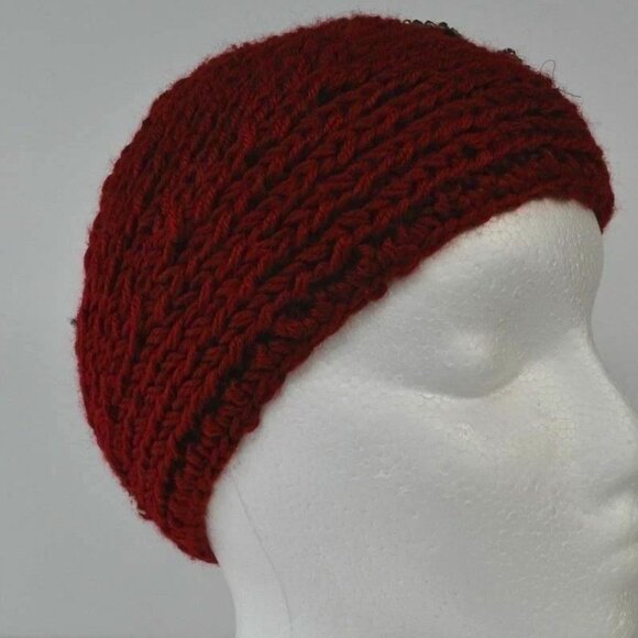 Winter Women Headband Crochet Red & Black Bow with Stones - Picture 2 of 2